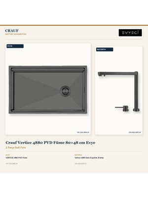 Crauf Vertice 4880 Füme 80X48 cm Evye + Vertice 4055 Batarya 2 Parça Set