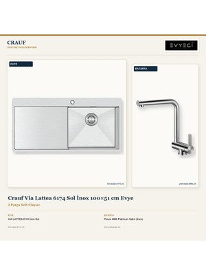 Crauf Via Lattea 6174 Sol Inox 100X51 cm Evye + Pesce 4060 Batarya 2 Parça Set