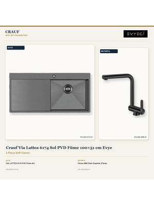 Crauf Via Lattea 6174 Sol Füme 100X51 cm Evye + Pesce 4060 Batarya 2 Parça Set