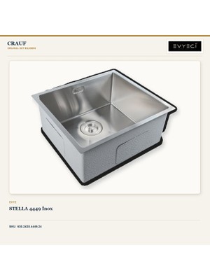 Crauf Stella 4449 Inox 49X44 cm Evye + Lusso 4030 Batarya 2 Parça Set
