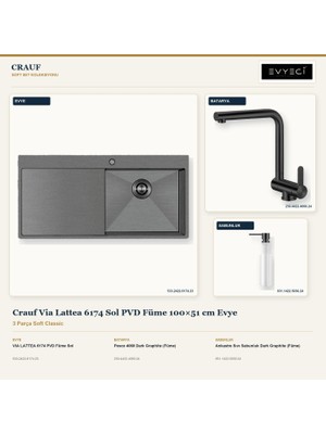 Crauf Via Lattea 6174 Sol Füme 100X51 cm Evye + Pesce 4060 Batarya + Sabunluk 3 Parça Set