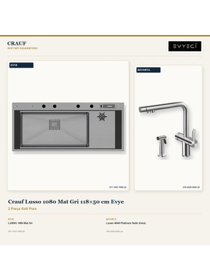 Crauf Lusso 1080 Mat Gri 118X50 cm Evye + Lusso 4040 Batarya 2 Parça Set