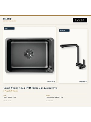 Crauf Venüs 3049 Füme 49X44 cm Evye + Pesce 4060 Batarya 2 Parça Set