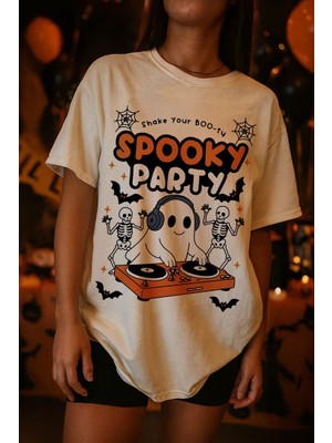 BarsDepo Spooky Party Baskılı Tişört, Premıum Kalite Unisex Çocuk / Yetişkin