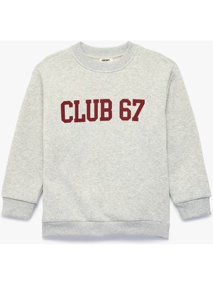 Koton Baskılı Şardonlu Bisiklet Yaka Uzun Kollu Sweatshirt