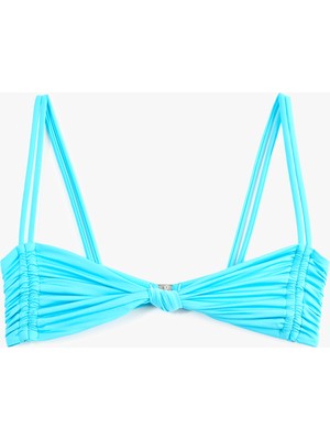 Koton Slim Fit Kalp Yaka Büzgülü Askılı Bikini Üstü