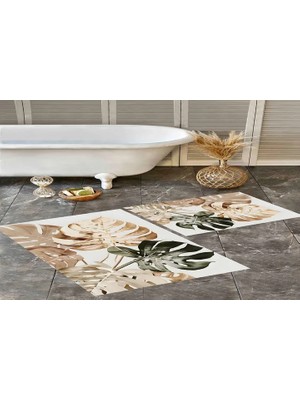 Vivense Dijital Baskı, Kaymaz Taban Ikili Banyo Paspası 100X60 + 60X50 cm  RVG5310