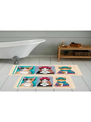 Vivense Dijital Baskı, Kaymaz Taban Ikili Banyo Paspası 100X60 + 60X50 cm  RVG5-SM103