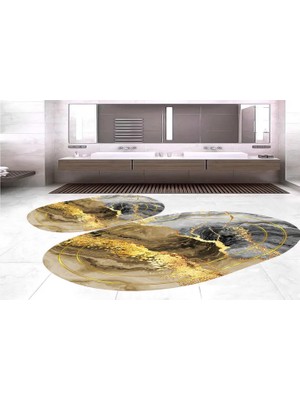 Vivense Dijital Baskı, Kaymaz Taban Ikili Banyo Paspası 100X60 + 60X50 cm  RVG5-HY1044