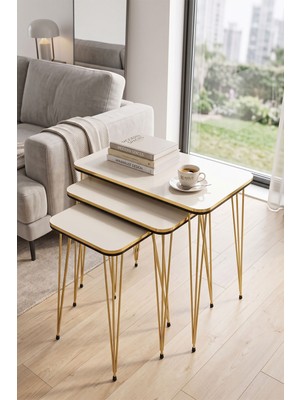Kentex Zigon Sehpa Kr Çift Gold Beyaz Tel
