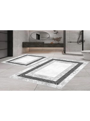 Vivense Dijital Baskı, Kaymaz Taban Ikili Banyo Paspası 100X60 + 60X50 cm  RVG5-SM90