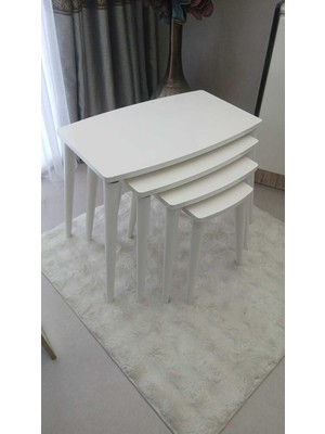 Deniss Home Dörtlü Mdf Ahşap Zigon Sehpa Bej