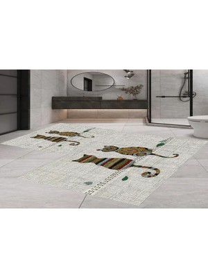 Vivense Dijital Baskı, Kaymaz Taban Ikili Banyo Paspası 100X60 + 60X50 cm  RVG5-SM286