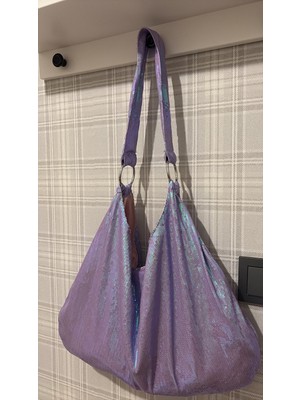 Mute Bag Lilac Sequin Shopper / Lila Pullu Kadın Omuz Çantası (28*49)