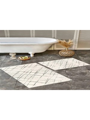 Vivense Dijital Baskı, Kaymaz Taban Ikili Banyo Paspası 100X60 + 60X50 cm  RVG5-LNA0018