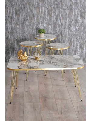Kentex Zigon Sehpa ve Orta Sehpa Kr Set Gold Efes Tel