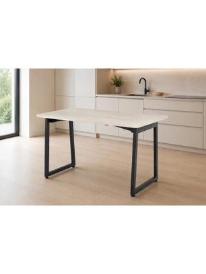 Vivense Biga Sabit Mdf Mutfak Masası, Siyah Traverten, 70X120 cm