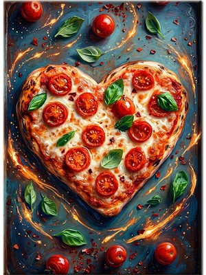 Bedeko Kalp Şeklinde Lezzetli Pizza Mdf Ahşap Tablo