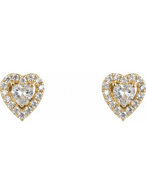 Emiliano Jewellery Zirkon Taşlı Altın Kaplamalı Kalp Gümüş Küpe