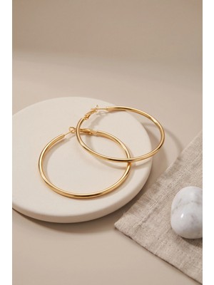 Marsilyan 316L Çelik Gold Renk 46 mm Halka Küpe TJ-BKP12008
