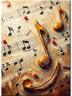 Bedeko Müzik Notaları Resimli Mdf Ahşap Tablo