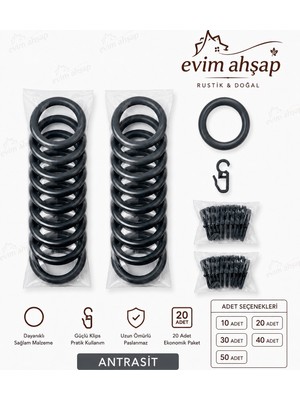 Evim Ahşap Rustik Perde Halkası ve Klips Seti – Korniş Uyumlu Perde Halkaları – Dayanıklı ve Paslanmaz – 10/20/30/40/50 Adet – Renk Seçenekleri Ceviz-Meşe-Siyah-Beyaz-Krem-Gümüş-Antrasit
