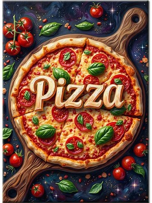 Bedeko Tahta Üstünde Pizza Sunum Mdf Ahşap Tablo