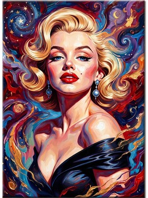 Bedeko Renkli Boya Dalgaları Arasında Marilyn Monroe Mdf Ahşap Tablo