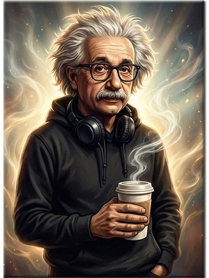Bedeko Kahve Tutan Modern Albert Einstein Mdf Ahşap Tablo