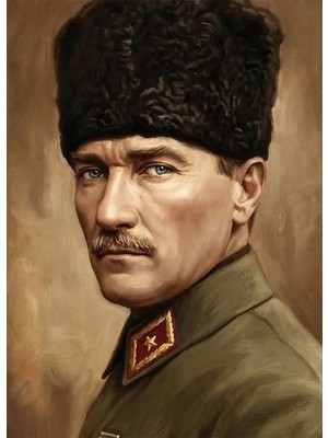 Bedeko Kalpaklı Klasik Mustafa Kemal Atatürk Mdf Ahşap Tablo