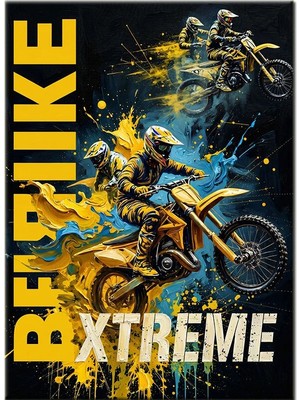 Bedeko Ekstrem Motosiklet Sporu Temalı  Mdf Ahşap Tablo