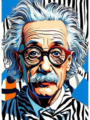Bedeko Renkli Arka Planda Einstein Çizimi Mdf Ahşap Tablo