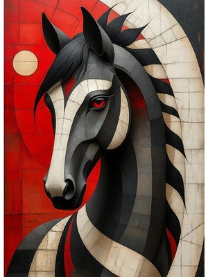Bedeko Modern Sanat Tarzı At Kafası Mdf Ahşap Tablo