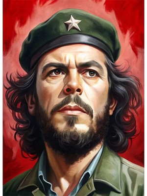 Bedeko Kırmızı Arka Planda Che Guevara Mdf Ahşap Tablo
