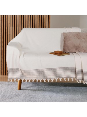 Brf Store Degernet Buldan Işi Kaymaz Pamuklu Koltuk Örtüsü 170X210 cm Koltuk Şalı Çekyat Kanepe Örtüsü (Kreme