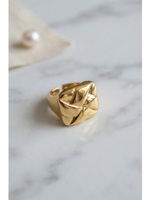 Marsilyan Geometrik Origami Tasarımlı Ayarlanabilir Gold Renk Yüzük TJ-BYK4221