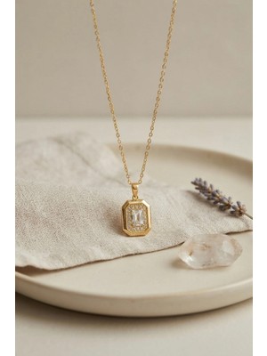 Marsilyan 316L Çelik Zincir Gold Renk Kare Form Kolye TJ-BKO11186