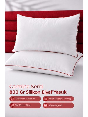 Hig Store Carmine Serisi %100 Silikon Elyaf Dolgu Antibakteriyel Yastık - Otel Tipi 800 gr 2 Adet