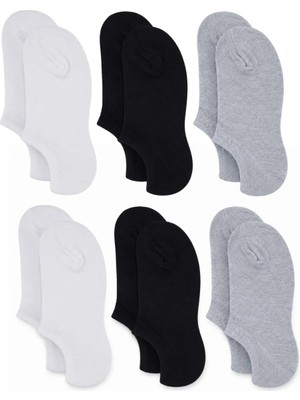 Fantastik Store Kadın Bambu 6’lı Dikişsiz Babet Çorap Siyah Beyaz Gri Görünmez Sneaker Çorap Nefes Alan Yumuşak