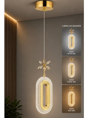 Mavera Lighting Serra Model Sarkıt Avize 3 Renk LED Isıklı Kumandalı Salon Oturma Odası Avize