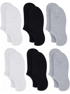 Fantastik Store Erkek Geri Dönüşüm Iplikli 6’lı Görünmez Sneaker Çorap, Ince Dikişli, Nefes Alan Yazlık Babet Çorabı, Kaymaz Topuklu Siyah Gri Beyaz