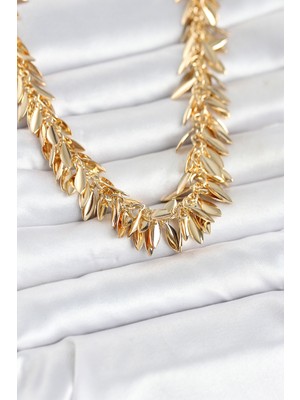 AyrStore Gold Renk Pirinç Saçaklı Kadın Kadın Kolye