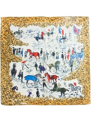 Zero Land Zengezur Jokey Desenli Zr Şifon Fular 50X50 cm Kahverengi