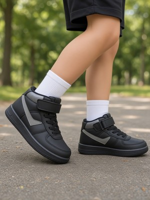 Mcdark Çocuk Uzun Bilekli Mevsimlik Sneaker Ayakkabı-Siyah