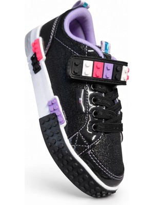 Mcdark Çocuk Mevsimlik 26-30 Aralığı Işıklı Okul ve Günlük Sneaker Ayakkabı-Siyah Lila