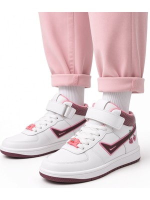 Mcdark Çocuk Uzun Bilekli Mevsimlik Sneaker Ayakkabı-Beyaz Bordo