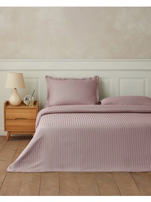 English Home Maren Line Çarşaflı Çift Kişilik Nevresim Takımı 200X220 cm Gül Kurusu