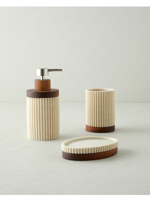 English Home Giselle Polyresin 3'lü Banyo Seti Bej-Kahve