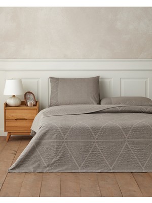 English Home Calen Çarşaflı Çift Kişilik Nevresim Takımı 200X220 cm Gri