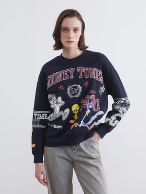 Lc Waikiki Yeni Sezon Looney Tunes Baskılı Kadın Kalın Sweatshirt